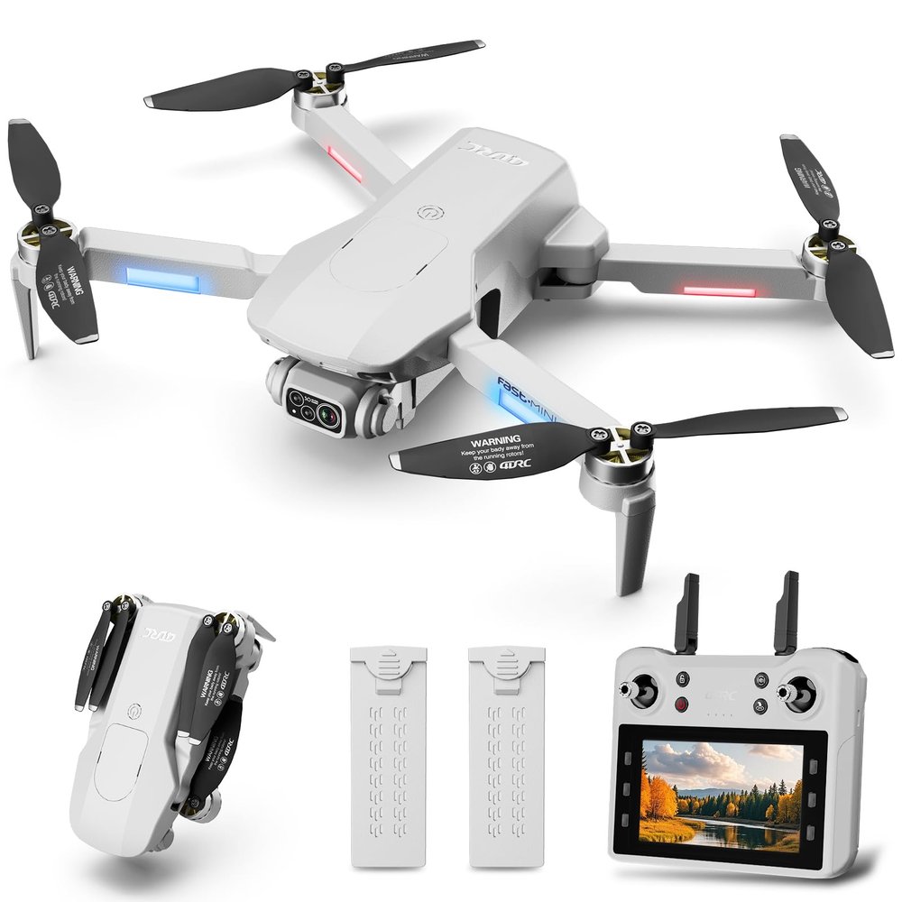 4DF8 GPS Drone with 4K HD Camera, White, 5GHz FPV Transmission, 4.5" LCD Screen on Controller,60 Min Flight Time, Brushless Motor, for Beginners,32GB memory card