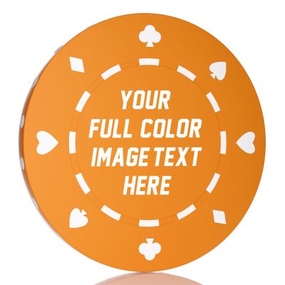 50-500 Custom Poker Chips, 40mm 11.5 Gram Clay Casino Chips with Your Logo, Text or Image, Personalized Drink Tokens for Bar, Party, Tournaments, Golf Club or Events (Orange)