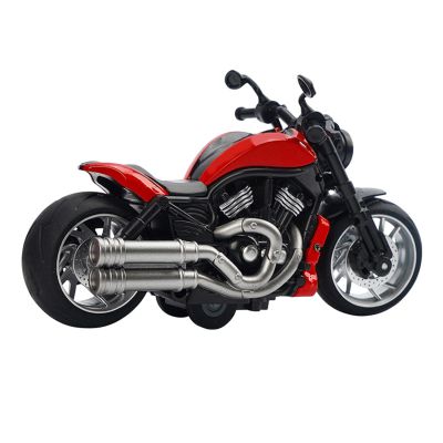 1: 12 Scale Pull Back Motorcycle Toy with Music Light Alloy Motorcycle Model for Boys Girls (Red)