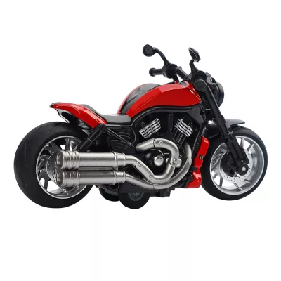 1: 12 Scale Pull Back Motorcycle Toy with Music Light Alloy Motorcycle Model for Boys Girls (Red)