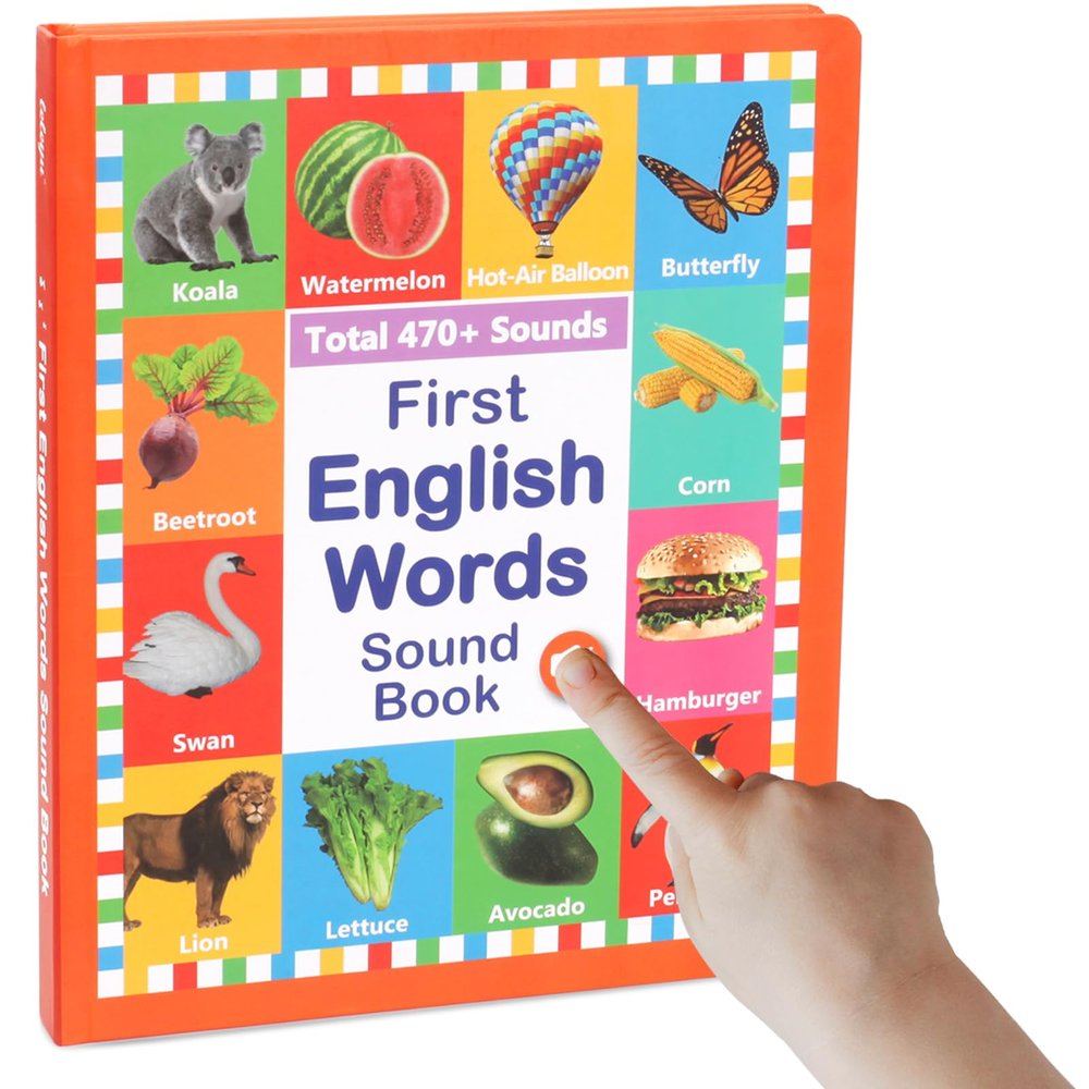 SEP SHIZHI First English Words Sound Book, My First English Sound Toy, 21 Themes and 470+ Words Interactive Audio Sound Books for Kids, Early Learning Education Language Books Music Toys