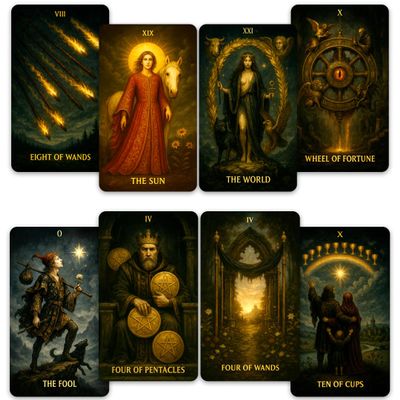 CRAFTERIAN Mist of Shadows Tarot  78 Cards Deck with Guidebook | Dark Fantasy Gothic Tarot Cards for Shadow Work & Rituals
