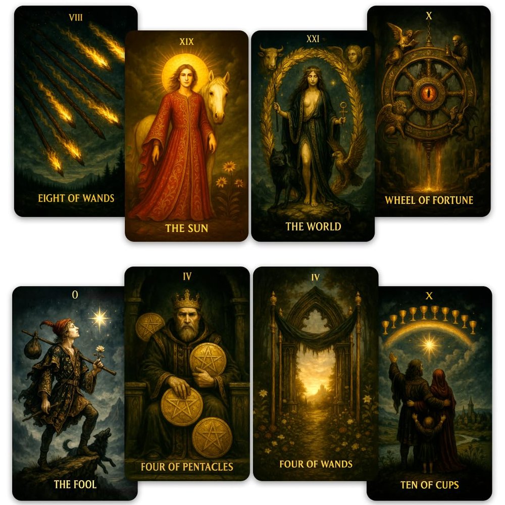 CRAFTERIAN Mist of Shadows Tarot  78 Cards Deck with Guidebook | Dark Fantasy Gothic Tarot Cards for Shadow Work & Rituals
