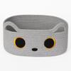 WILLITAT Gray Cat Toy Basket, Small Woven Cat Toy Storage Box with Cute Ears Handle Indoor, Cotton Rope Storage Bin with Embroidered Face for Home Decor, Pet Bed, Nursery Kids Room Organization view 1