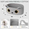 WILLITAT Gray Cat Toy Basket, Small Woven Cat Toy Storage Box with Cute Ears Handle Indoor, Cotton Rope Storage Bin with Embroidered Face for Home Decor, Pet Bed, Nursery Kids Room Organization view 2