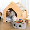 WILLITAT Gray Cat Toy Basket, Small Woven Cat Toy Storage Box with Cute Ears Handle Indoor, Cotton Rope Storage Bin with Embroidered Face for Home Decor, Pet Bed, Nursery Kids Room Organization view 3