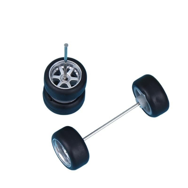 1:64 Wheels for Hotw-Heels with Rubber Tire Model Model Car Modified Parts Racing Vehicle 4Colors(Silver)