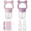 2 Pack Silicone Baby Fruit Feeder with Mini Freezer Tray, Breastmilk Popsicle Molds for Infant Teething Relief, Baby Teethers, Fresh Food Feeder for Safe Infant Self Feeding - Purple view 1