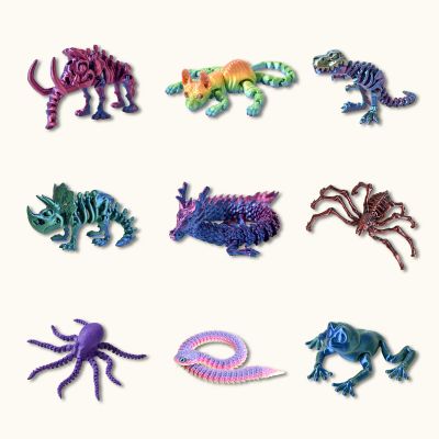 LEERFEI 9PCS 3D Printed Dragon Figure Toy Set, Multiple Biological Shapes, Collectible Fantasy Figures