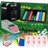 Casino Table Game Set,Blackjack/Texas Hold'em/Poker Set with Card Shoe,Discard Tray, Automatic Shuffler,Chip Rake,360Chips,8 Deck Playing Card ,Double-sided feltGreen,10 Cut Cards,Casino Poker Set view 1