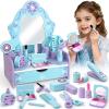 Toyssa Wooden Kids Vanity Set for Girls, Pretend Makeup Play Vanity for Toddlers 3-5, Beauty Salon Play Set Toys with Big Mirror, Princess Birthday for Girls Ages 3 4 5 6 Years Old view 1