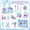 Toyssa Wooden Kids Vanity Set for Girls, Pretend Makeup Play Vanity for Toddlers 3-5, Beauty Salon Play Set Toys with Big Mirror, Princess Birthday for Girls Ages 3 4 5 6 Years Old view 2