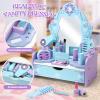 Toyssa Wooden Kids Vanity Set for Girls, Pretend Makeup Play Vanity for Toddlers 3-5, Beauty Salon Play Set Toys with Big Mirror, Princess Birthday for Girls Ages 3 4 5 6 Years Old view 3