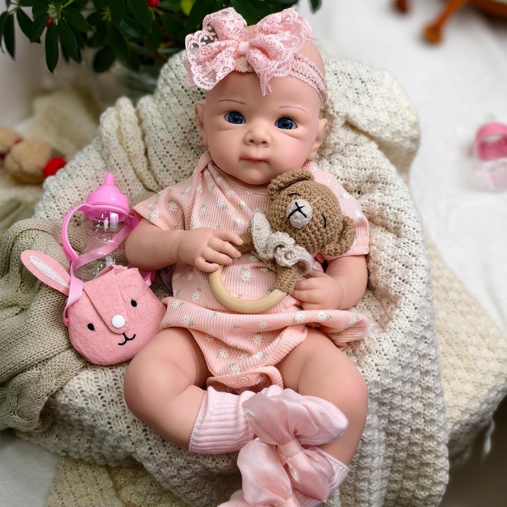 19 Inch Realistic Reborn Baby Doll Girl - 8lb Full Solid Silicone Body, Lifelike Newborn with Big Eyes, Anatomically Correct Toddler Doll Collector Item