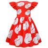 MSSmile-FANKID Little Girls Hawaiian Costume Dress With Luau Flower Leis Accessories Flower Hair Clip(4-5Years/110cm,red) view 2