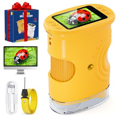 1000X Handheld Microscope for Kids, Temodu 4K 2.0" Screen Educational Science Kit Digital Microscope, Rechargeable Mini Pocket Microscope, Used as a Birthday, Ages 3+