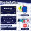 Extguds Entertainment Casino Game Set,Blackjack,Texas Hold'em,Poker Card Kit with Card Dealing Shoe,Discard Tray,200 Chips,6 Deck Card,Double-Sided FeltBlue,10 Cut Cards,Blackjack Set view 3