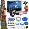 160FT Zip Line Kit for Kids & Adults, Up to 360 lbs - Updated Removable Trolley, Thickened Seat, Safety Harness, Quick Tighten - Backyard Outdoor Zipline with Tree Climbers, Christmas Birthday Gift view 1