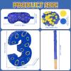 16 Inch Number 3 Double Sided Printing Blue Gold Ring Pinata with 16 Inch Piata Stick Blindfold Confetti for Boy Girl Kids 3rd Birthday Party Decorations (3rd) view 2