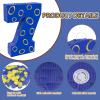 16 Inch Number 7 Double Sided Printing Blue Gold Ring Pinata with 16 Inch Piata Stick Blindfold Confetti for Boy Girl Kids 7th Birthday Party Decorations (7th) view 3
