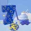 16 Inch Number 7 Double Sided Printing Blue Gold Ring Pinata with 16 Inch Piata Stick Blindfold Confetti for Boy Girl Kids 7th Birthday Party Decorations (7th) view 4