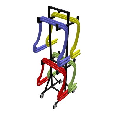 4-Wheel Sports Equipment Hurdle Storage Cart, Portable Hurdle Racks Transportation Trolley, Track and Field Equipment Transport Vehicle, Commercial Race Hurdle Carrier Carts(Black)