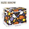 Kigai Halloween Pumpkin Storage Boxes with Lid & Handles Collapsible Stackable Storage Bins Decorative Fabric Closet Organizer Baby Basket for Bedroom Nursery Living Room Office view 3