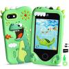 Jusvenmt Kids Smart Phone for Boys, Dinosaur 2.8 Touchscreen Toy Phones Christmas Birthday Gift for Boy Ages 3-9, Toddler Play Learning Cell Phone with Dual Camera, Game, MP3 Player, 32GB Card, Green view 1