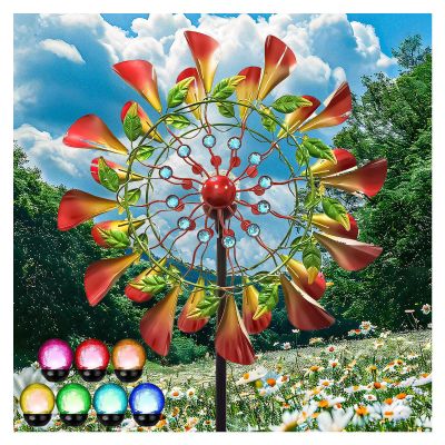 83in Wind Mill for Yard and Garden Outdoor Spinners Multi-Color Seasonal LED Lighting Solar Wind Spinners with Lights