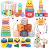 FlufiFiea 6 in 1 Montessori Baby Toys 6-12-18 Months Infant Teething Toys Stacking Blocks Rings Sensory Bin Sorting Sensory Educational Learning Toys for Toddlers 1-3 Years Old Perfect Toddler Gift view 1
