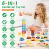 FlufiFiea 6 in 1 Montessori Baby Toys 6-12-18 Months Infant Teething Toys Stacking Blocks Rings Sensory Bin Sorting Sensory Educational Learning Toys for Toddlers 1-3 Years Old Perfect Toddler Gift view 2