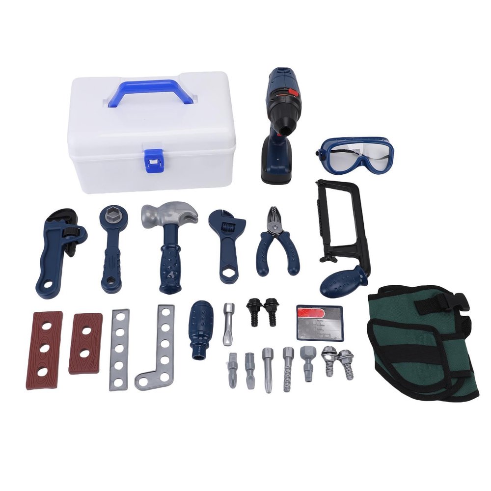 Alomejor Boys Tool Set with Drill Construction Kit with Safe Electric Tools, Enhance Skills Ideal for Role Playing