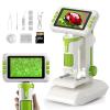 4.0" Microscope for Kids, 2025 New Upgraded 1600X Handheld Digital 3-in-1 Microscope with Slides, Portable STEM Toy Kit, Educational Gift for Ages 8-12, 32GB TF Card Included, Green view 1
