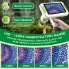 4.0" Microscope for Kids, 2025 New Upgraded 1600X Handheld Digital 3-in-1 Microscope with Slides, Portable STEM Toy Kit, Educational Gift for Ages 8-12, 32GB TF Card Included, Green view 4
