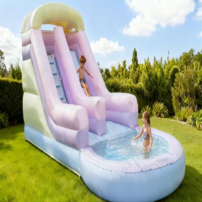 Commercial PVC Water Slide for Kids Colorful Inflatable Water Slide Bounce House with Blower Wet Dry Combo Durable PVC Splash Water Pool for Backyard Parties Beach