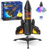 Ovaasy Rocket Launcher for Kids, 200 ft Self Launching Motorized Rocket Toy with LED and Safety Parachute Land, Outdoor Toys Cool Birthday for Boys Ages 8-12 (Orange) view 1