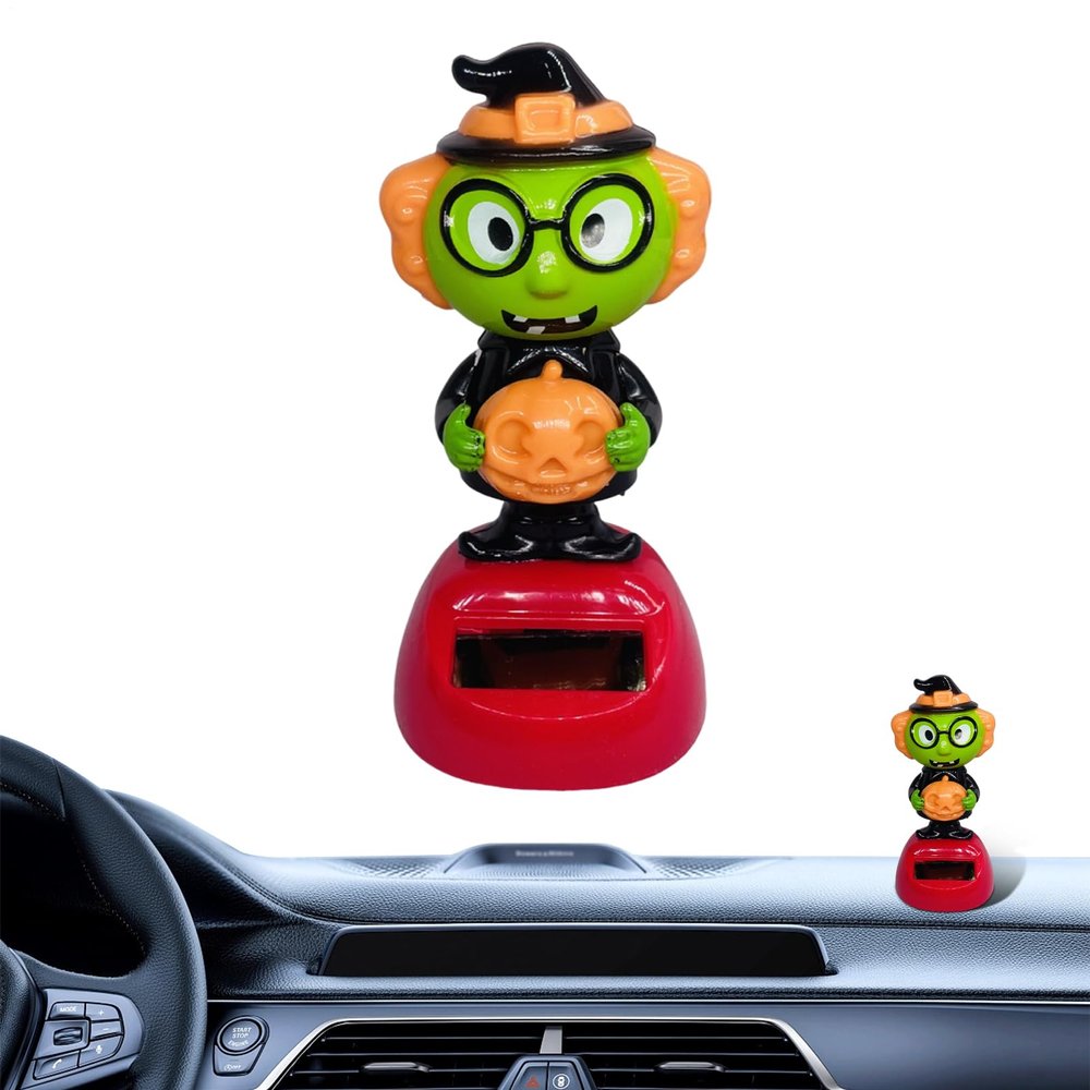 Animated Dashboard Figures - Solar Bobble Toys, Funny Car Dolls | Halloween Motion Characters Placed On Home Shelves, Truck Consoles, Or Bedroom Dressers During October Road Trips Or Holiday Decor Set