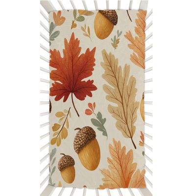 Xosoxruk Baby Crib Sheet Vintage Maple Leaf Autumn Fitted Sheet for Boys Girls Microfiber Cradle Sheets Breathable Crib Cover Fit for Standard Mattress 52 x 28 in