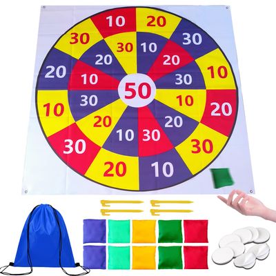 4.6Ft Giant Foldable Bean Bag Toss Game Set with 10 Bean Bags & Target Mat, Indoor Outdoor Backyard Lawn Games for Kids Adults Family - Perfect for Carnival Easter Parties Camping Field Days
