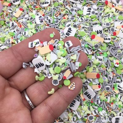 Zombie Bash Halloween Sprinkle Mix, Spooky Polymer Clay Fake Sprinkles, Edible Craft Sprinkles, Resin Shaker Embellishment (15 gram bag)