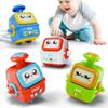 iPlay, iLearn Press to Go Robot Car Toys for Toddlers 1-3, Baby Push Go Friction Race Cars for 12 18 24 Month, 4pcs Infant Play Bot Vehicle Set, 1st Birthday Gifts for 1 2 3 Year Old Boys Girls Child view 1