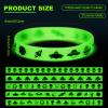 Seematn 50 Pcs Glow in the Dark Alien Party Rubber Bracelet, Small Rave Trinkets, Green Silicone Wristbands Bracelets Bulk Spaceparty Favors for Baby Shower Birthday (Alien, Green) view 2