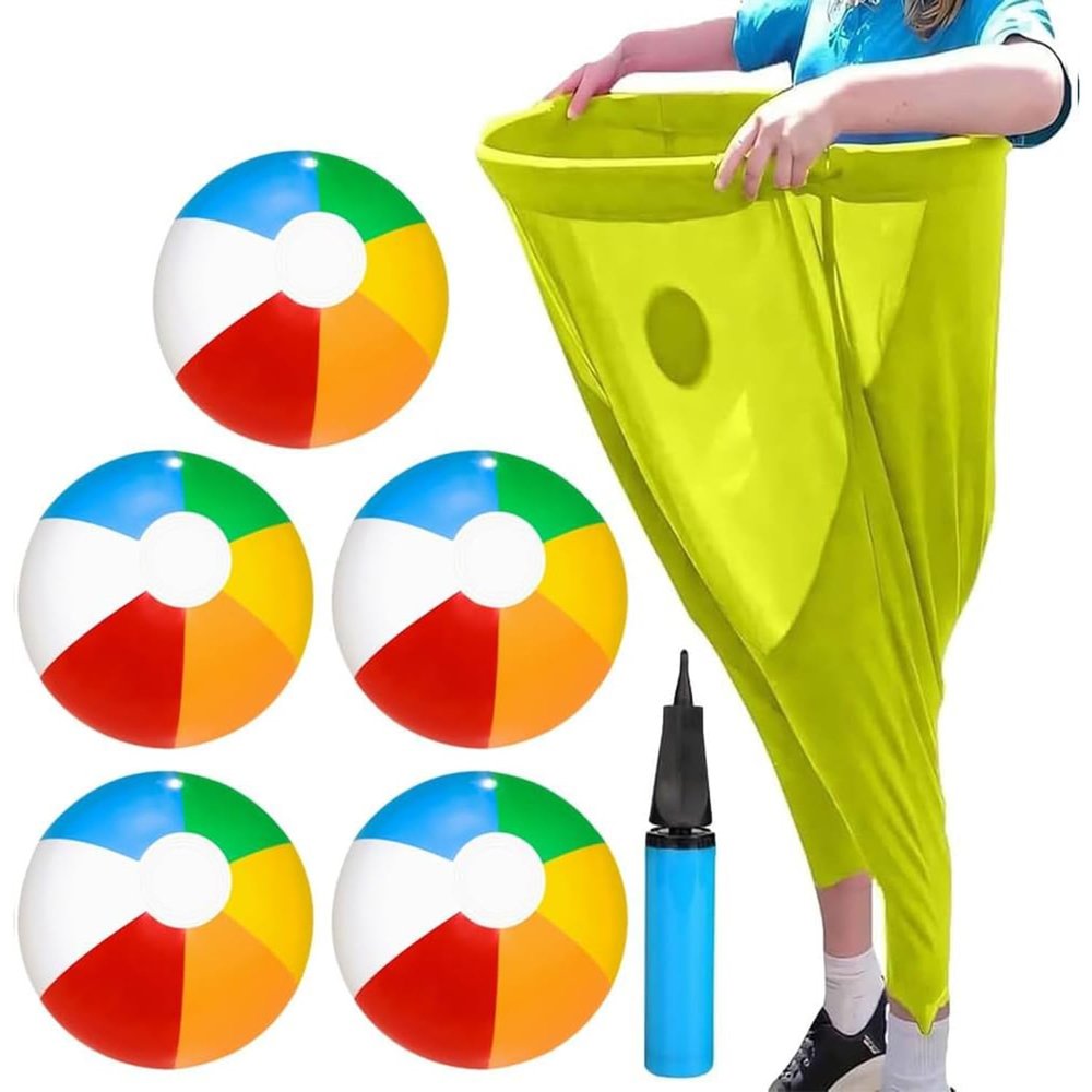 LZTET Granny Pants Yard Game,Giant Outdoor Party Game,with Bouncy Balls and Air Pump,Granny Hula Hoop Game for Birthday Party,Family Reunions,Kids Adults(Yellow)