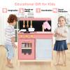 Costzon Kids Kitchen Playset, Wooden Kitchen Playset w/Door Curtain, Stoves, Sink, Faucet & Oven, Chef Pretend Play Set w/Cookware Accessories, Play Kitchen for Kids 3+ Years Old view 4