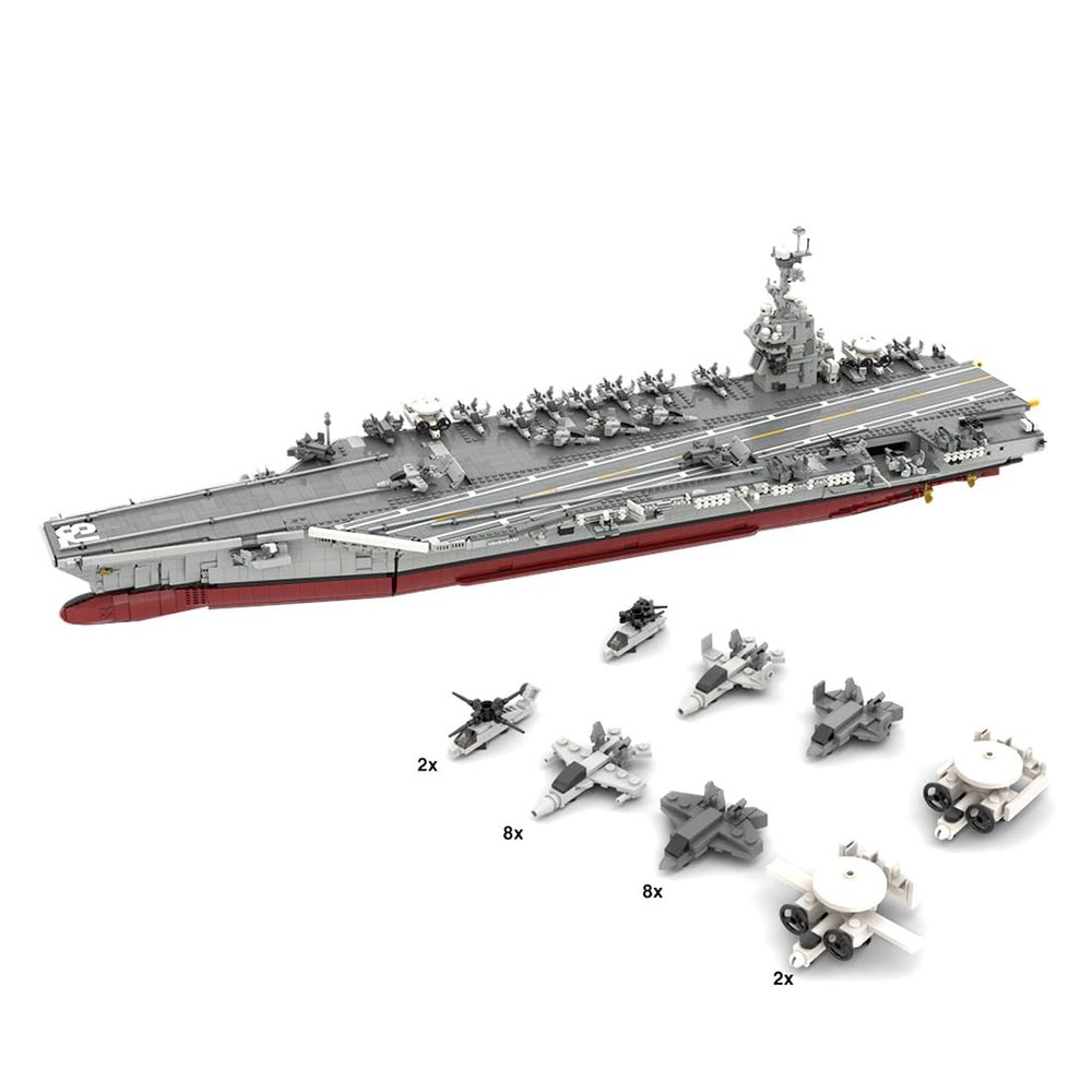 XMBRICDIYY WW2 Navy Aircraft Carrier Building Blocks Set, 1:300 MOC-192566 CVN-78 Gerald R-FOD Military Themed Assembly Kits with Aircraft Kits, MOC Collectible Display Set for Adults, 7013 PCS