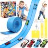 Flexible Race Car Track - 15 Ft Rolls Up Car Ramp Track Toy with Suction Cups, Diecast 1/64th Cars Model, Flex Race Portable Racetrack for Boys Girls view 1