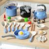 32Pcs Kids Kitchen Playset for 3+ Year Olds - Pretend Cooking Toys with Pots, Pans & Play Food - Learning Gift for Boys Girls Toddlers Ages 3-8 (Blue) view 2