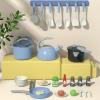 32Pcs Kids Kitchen Playset for 3+ Year Olds - Pretend Cooking Toys with Pots, Pans & Play Food - Learning Gift for Boys Girls Toddlers Ages 3-8 (Blue) view 3