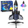 Rocket Launcher for Kids, 200 ft Self Launching Motorized Rocket Toy with LED and Safety Parachute Land, Outdoor Toys Cool Birthday for Boys Ages 8-12 (Blue) view 1