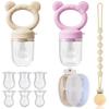 4 Pack Stylish Anti-Drop Fruit Pacifier Feeder, Breastmilk Popsicle Molds for Teething with Lids, Teether Pacifier, The Perfect Food Feeder, Silicone Feeder Teethers, Baby Teether, Baby Fruit Feeder view 1